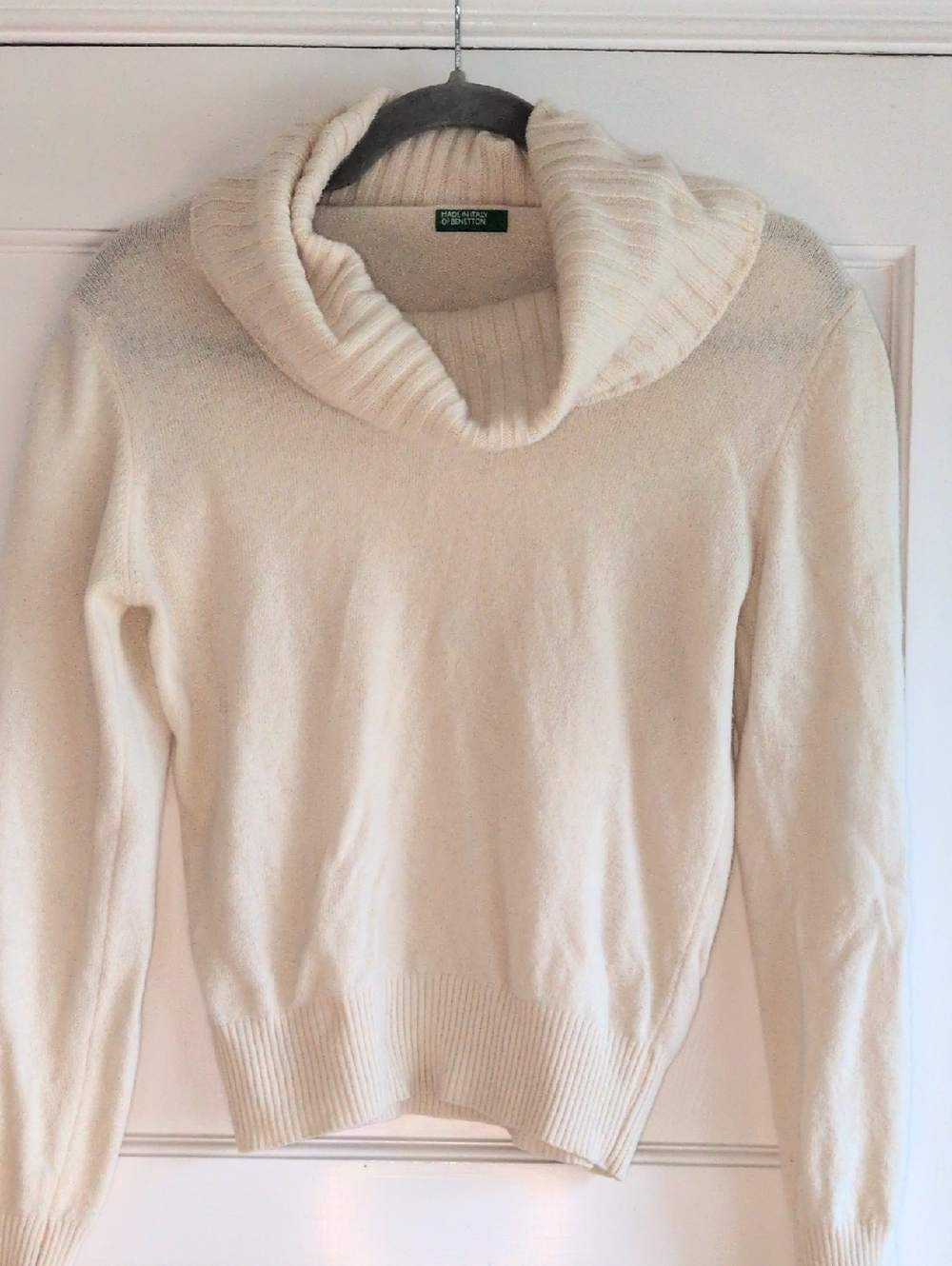 Vintage United Colors Of Benetton Cream Cowl Neck Sweater